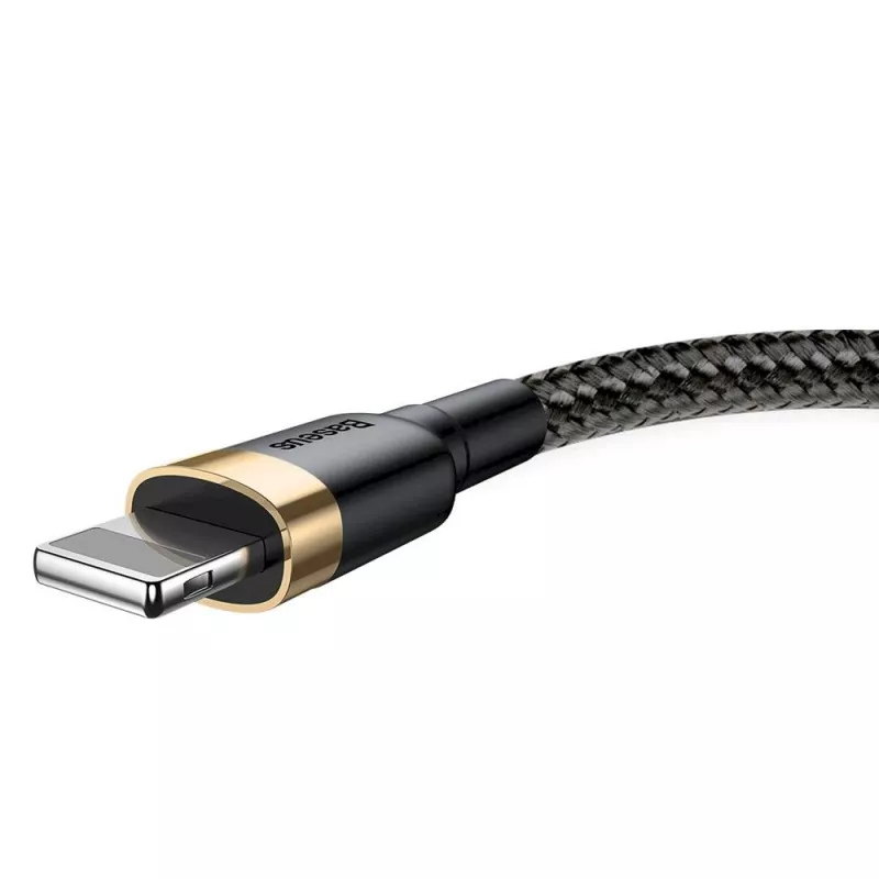 Cabo Lightning Baseus Cafule 2A 3m Dourado/Preto (CALKLF-RV1)