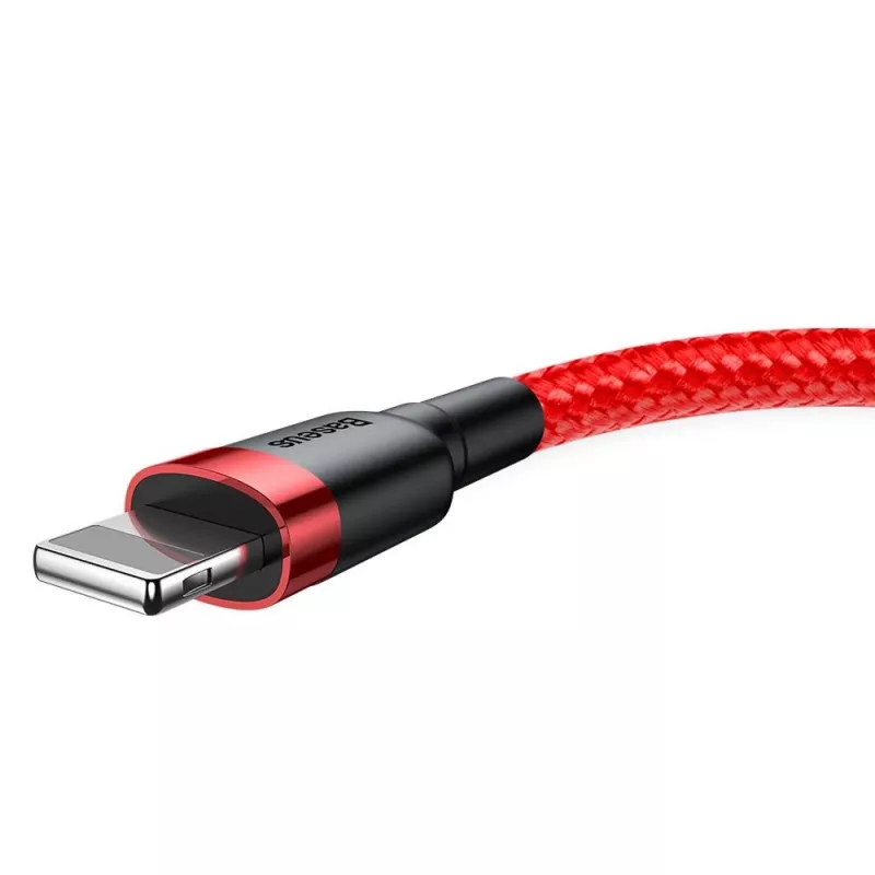 Cabo Lightning Baseus Cafule 2A 3m Vermelho/Preto (CALKLF-R09)