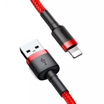 Cabo Lightning Baseus Cafule 2A 3m Vermelho/Preto (CALKLF-R09)