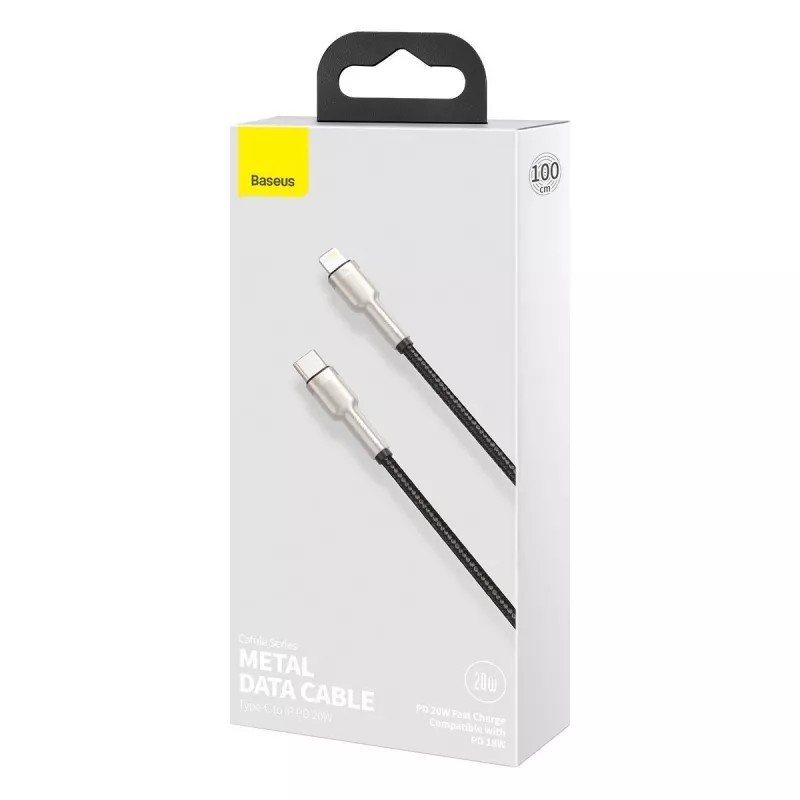 Baseus cabo USB-C para Lightning Cafule Series PD 20W 1m preto