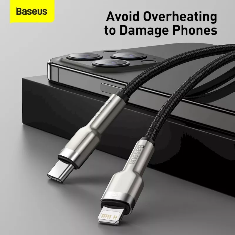 Baseus cabo USB-C para Lightning Cafule Series PD 20W 1m preto