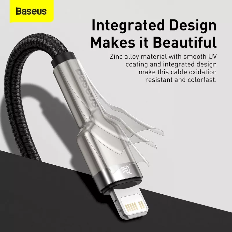 Baseus cabo USB-C para Lightning Cafule Series PD 20W 1m preto