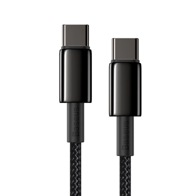 Baseus Tungsten Gold cabo USB-C para USB-C, 100W, 1 m, preto