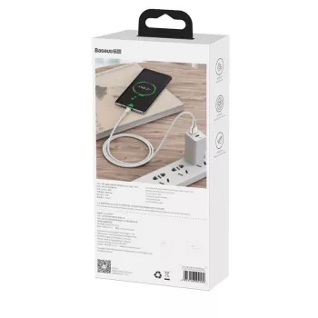 Baseus Cabo Cafule USB-A para USB-C, 66W, 1m, branco