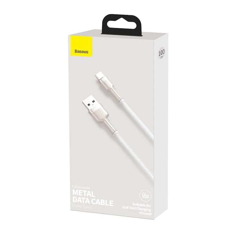 Baseus Cabo Cafule USB-A para USB-C, 66W, 1m, branco