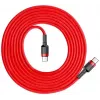 Baseus Cafule Cabo de carregamento rápido USB-C para USB-C PD 2.0 60W, 2m, vermelho (CATKLF-H09)