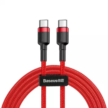 Baseus Cafule Cabo de carregamento rápido USB-C para USB-C PD 2.0 60W, 2m, vermelho (CATKLF-H09)
