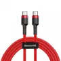 Baseus Cafule Cabo de carregamento rápido USB-C para USB-C PD 2.0 60W, 2m, vermelho (CATKLF-H09)