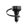Carregador de carro Baseus Enjoyment Pro carregamento rápido Type-C fêmea, Lightning macho (0,75 m) com cabo retrátil integrado, 55W preto EU