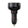 Carregador de carro Baseus Enjoyment Pro carregamento rápido Type-C fêmea, Lightning macho (0,75 m) com cabo retrátil integrado, 55W preto EU