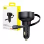 Carregador de carro Baseus Enjoyment Pro carregamento rápido Type-C fêmea, Lightning macho (0,75 m) com cabo retrátil integrado, 55W preto EU
