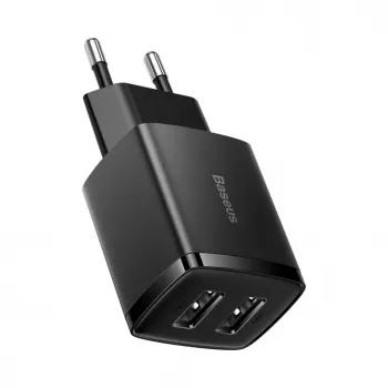 Baseus Carregador Compacto 2x USB 10.5W Preto
