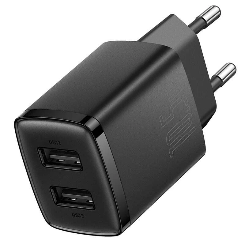 Baseus Carregador Compacto 2x USB 10.5W Preto
