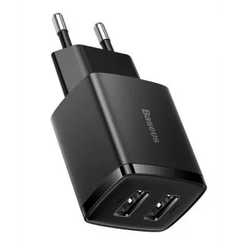 Baseus Carregador Compacto 2x USB 10.5W Preto