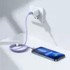 Baseus Série Crystal Shine Cabo de dados e carregamento rápido USB-C para Lightning 20W 1,2 m roxo (CAJY000205)