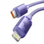 Baseus Série Crystal Shine Cabo de dados e carregamento rápido USB-C para Lightning 20W 1,2 m roxo (CAJY000205)