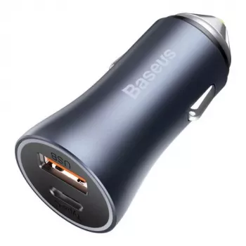 Carregador de carro Baseus Golden Contactor Pro 40W USB-A USB-C QC4.0+ PD SCP cinzento