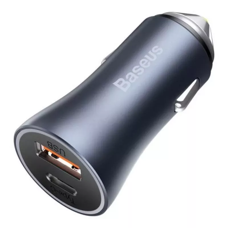 Carregador de carro Baseus Golden Contactor Pro 40W USB-A USB-C QC4.0+ PD SCP cinzento