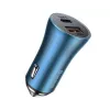 Carregador de carro rápido duplo Baseus Golden Contactor Pro 40W com cabo USB-C para Lightning 1m azul