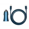 Carregador de carro rápido duplo Baseus Golden Contactor Pro 40W com cabo USB-C para Lightning 1m azul