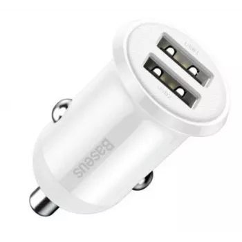 Carregador de carro Baseus Grain Pro 2x USB 4.8A branco