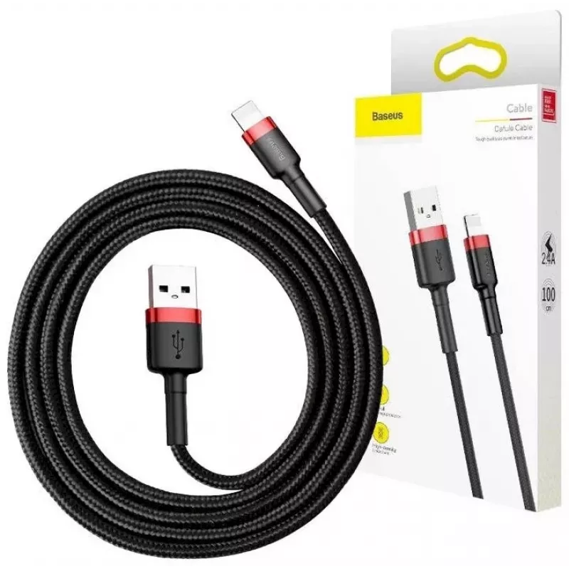 Baseus cabo Lightning Cafule 2A, 3m vermelho/preto (CALKLF-R91)
