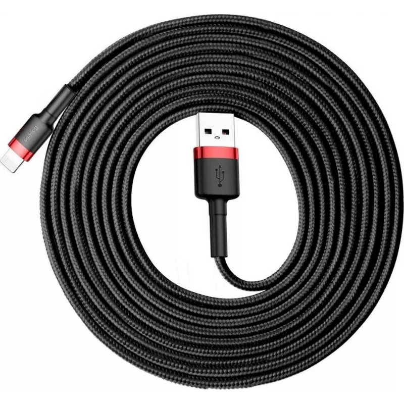 Baseus cabo Lightning Cafule 2A, 3m vermelho/preto (CALKLF-R91)