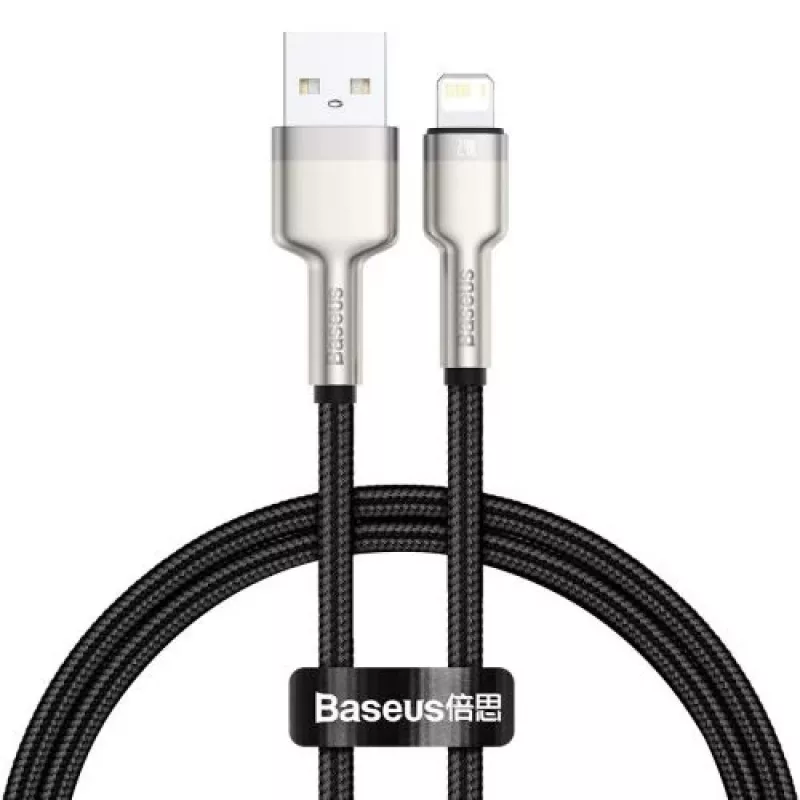 Cabo de dados Baseus Lightning Cafule Series metal 2,4A 0,25m preto