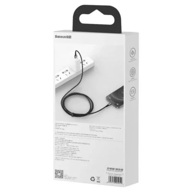 Cabo Baseus Lightning Tungsten Series 2,4A, 1m preto (CALWJ-01)