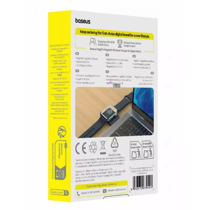 Baseus MagPro Carregador indutivo sem fios para Apple Watch, 2,5W, preto