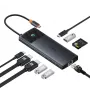 Hub USB-C Baseus Metal Gleam Series 10-em-1 USB-C para USB-C PD / USB-C / 3x USB-A / 2x HDMI / RJ-45 / SD / TF - preto