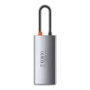 Baseus Metal Gleam Series Hub USB-C 4-em-1, USB 3.0 + USB 2.0 + HDMI + USB-C PD, Prateado