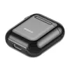 Baseus capa protetora de silicone ultrafina Metallic Shining com gancho para AirPods 1 / 2 preta
