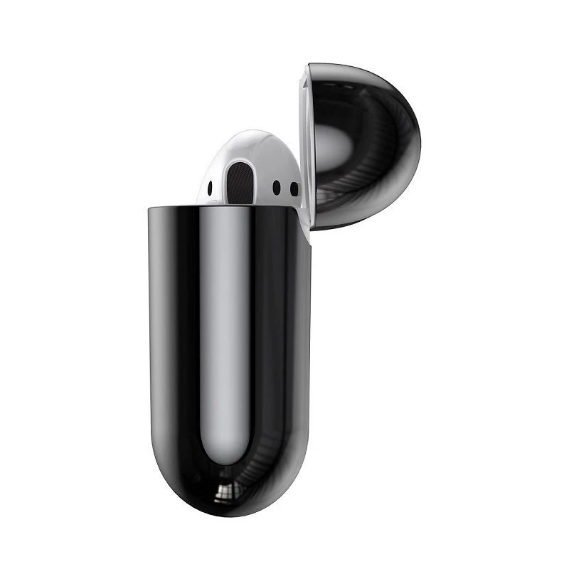 Baseus capa protetora de silicone ultrafina Metallic Shining com gancho para AirPods 1 / 2 preta