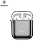 Baseus capa protetora de silicone ultrafina Metallic Shining com gancho para AirPods 1 / 2 preta