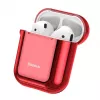 Baseus Capa protetora de silicone ultrafina Metallic Shining com gancho para AirPods 1 / 2 Vermelho