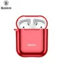Baseus Capa protetora de silicone ultrafina Metallic Shining com gancho para AirPods 1 / 2 Vermelho