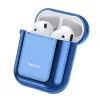 Capa de proteção ultrafina de silicone Metallic Shining Baseus com gancho para AirPods 1/2 azul