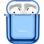 Capa de proteção ultrafina de silicone Metallic Shining Baseus com gancho para AirPods 1/2 azul