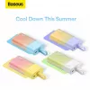Baseus Popsicle 5200mAh 20W powerbank com cabo Lightning integrado e cabo Baseus Simple USB-C para USB-C 60W 30cm branco - amarelo-rosa