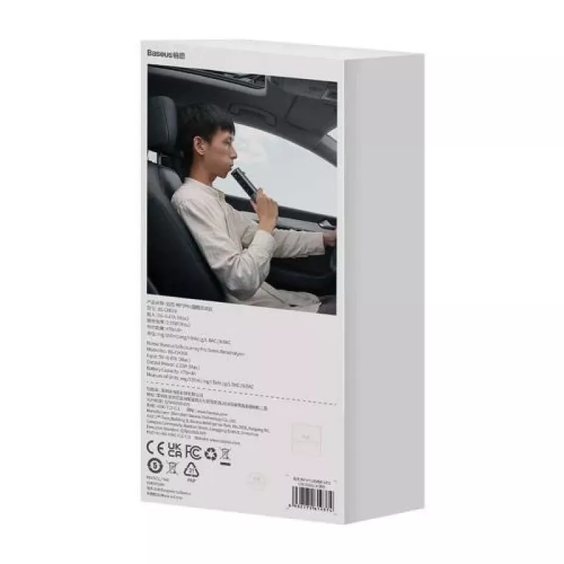 Baseus SafeJourney Pro Alcoolímetro de carro, cinzento, USB-C, 470 mAh