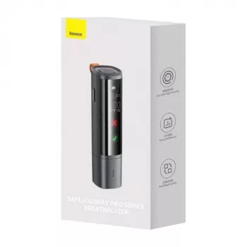 Baseus SafeJourney Pro Alcoolímetro de carro, cinzento, USB-C, 470 mAh