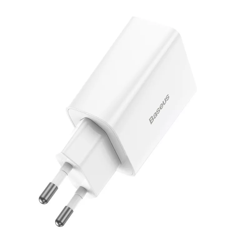 Baseus Speed Mini Carregador Rápido, USB-C, PD, 3A, 20W (Branco)