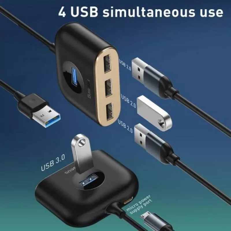 Baseus Adaptador USB Square Round USB 3.0 / 3x USB 2.0 / 1m