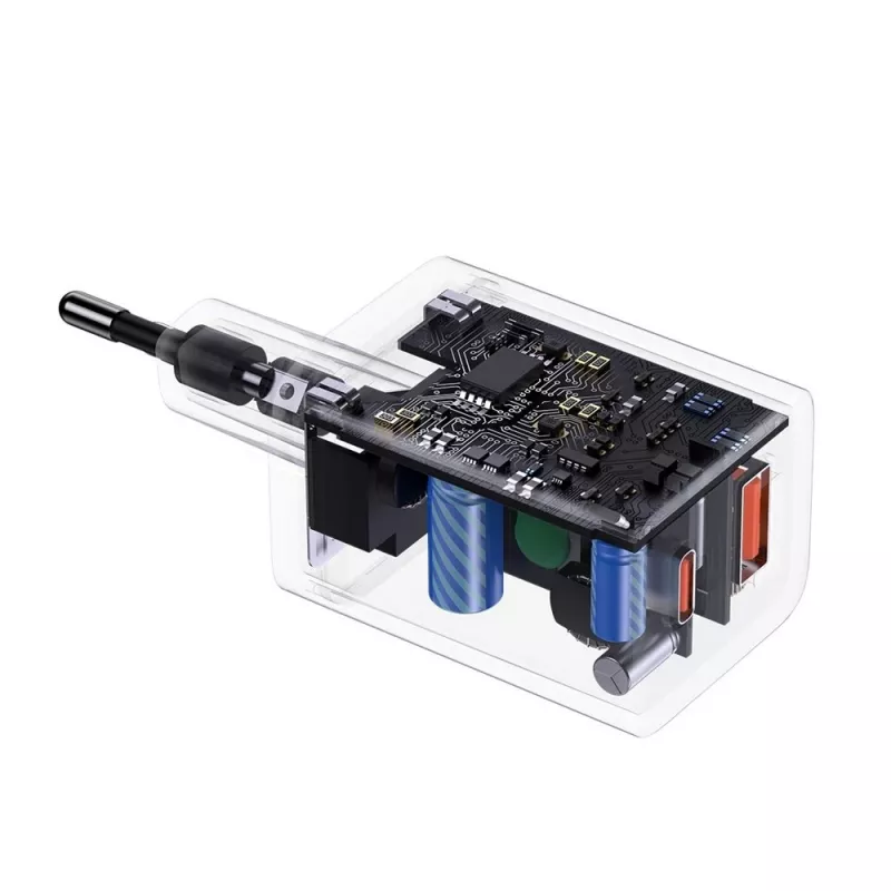 Baseus Super Si Pro Mini Carregador rápido 30W, USB-C + USB-A, PD 3.0, QC 3.0, ficha EU, preto (CCSUPP-E01)