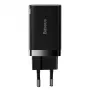 Baseus Super Si Pro Mini Carregador rápido 30W, USB-C + USB-A, PD 3.0, QC 3.0, ficha EU, preto (CCSUPP-E01)