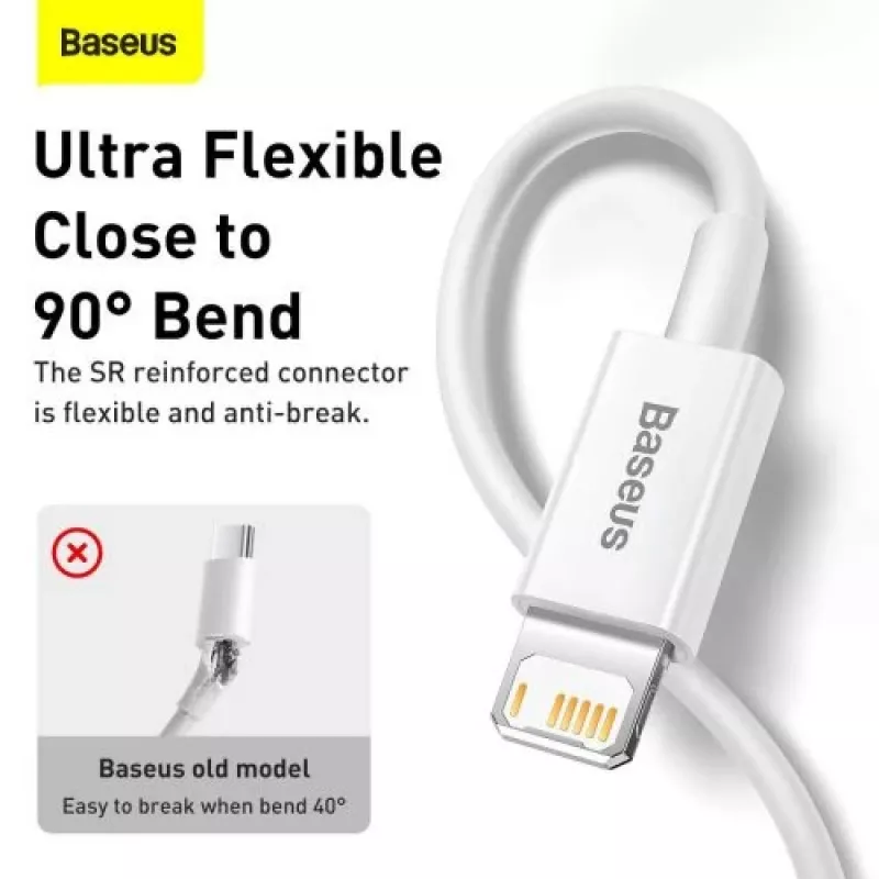 Baseus Superior Series cabo Lightning, carregamento rápido, dados 2.4A, 1.5m branco (CALYS-B02)