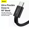 Cabo de carregamento rápido e dados Baseus Superior Series USB-A para USB-C, 66W (11V/6A), 2m, preto (CATYS-A01)