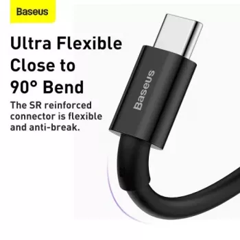 Cabo de carregamento rápido e dados Baseus Superior Series USB-A para USB-C, 66W (11V/6A), 2m, preto (CATYS-A01)