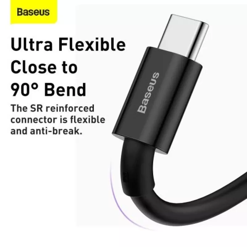Cabo de carregamento rápido e dados Baseus Superior Series USB-A para USB-C, 66W (11V/6A), 2m, preto (CATYS-A01)